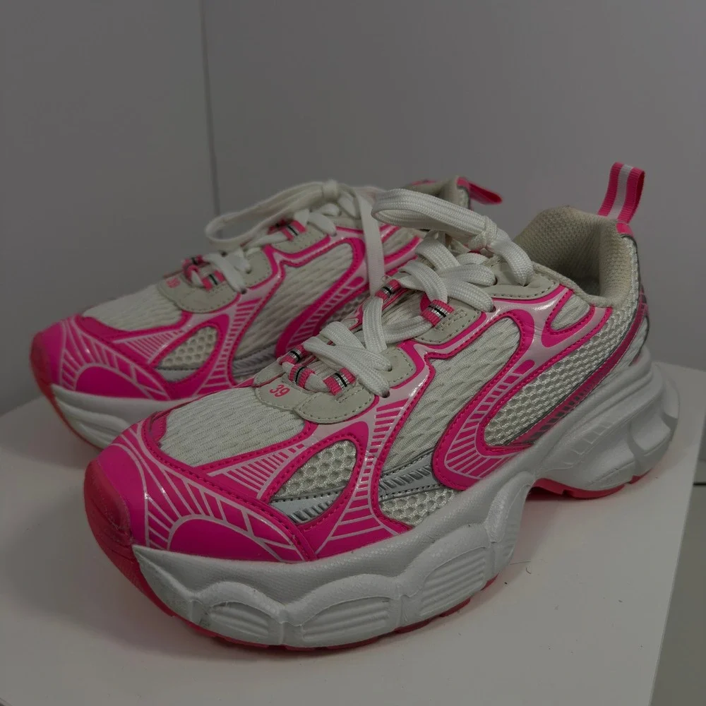 Chunky Sneakers‎ Women Size 9M Hot Pink White Mesh Athletic